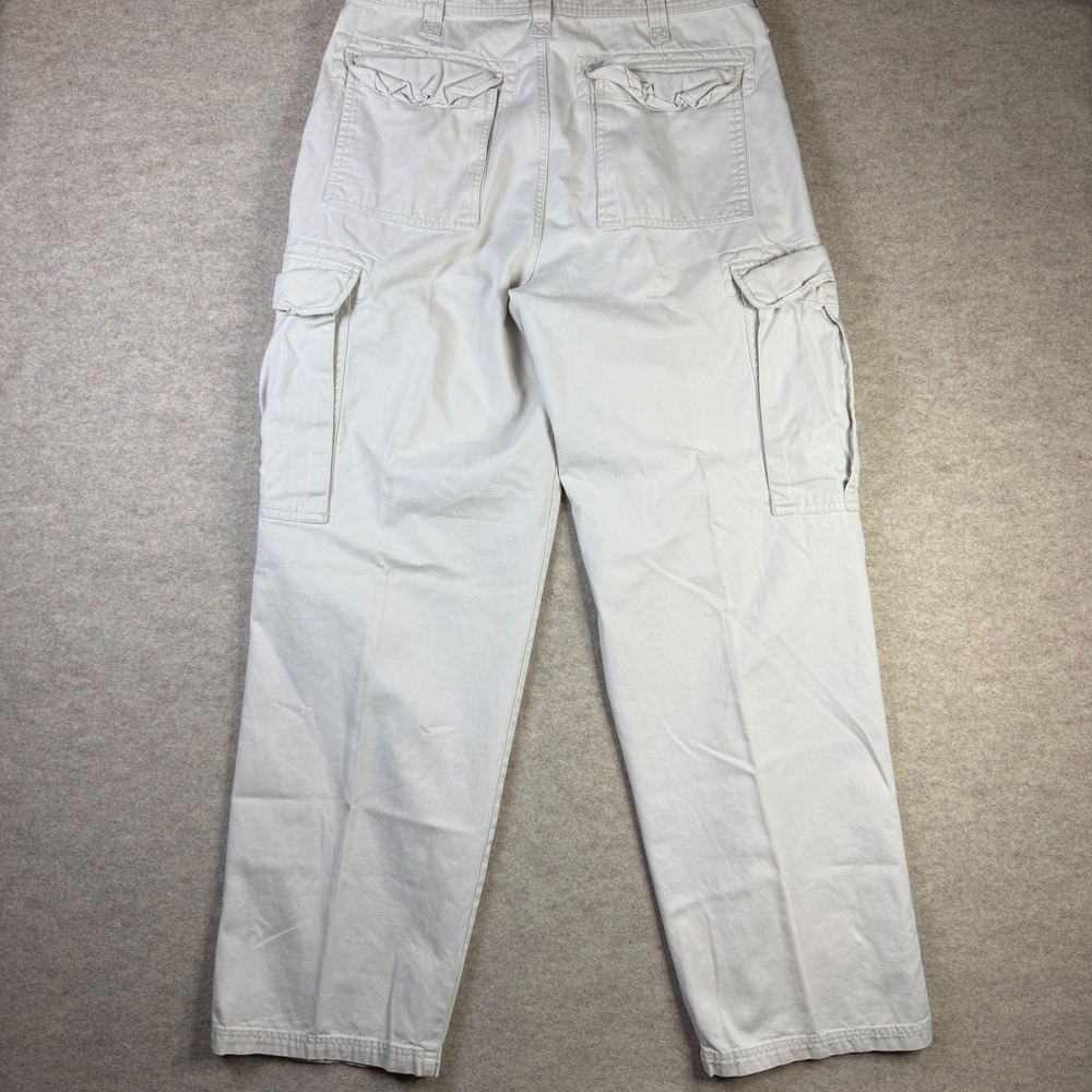 Steve & Barrys Cargo Pants Baggy Mens 34x34 Off White Cotton Twill Multi Pocket